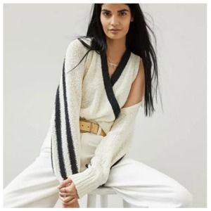 Maeve Cream and Black Cardigan Sweater